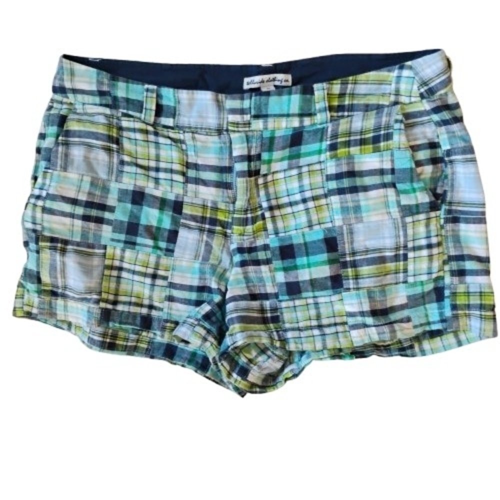 Telluride Y2K Style Chic Women's Plaid Green White and Blue Colorful Shorts